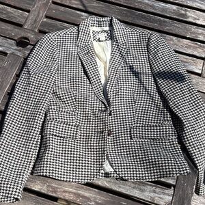 J. Crew Black and White Houndstooth Jacket
